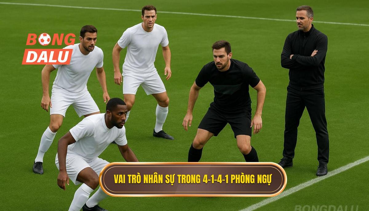 Yêu cầu nhân sự và vai trò cụ thể trong 4-1-4-1 phòng ngự